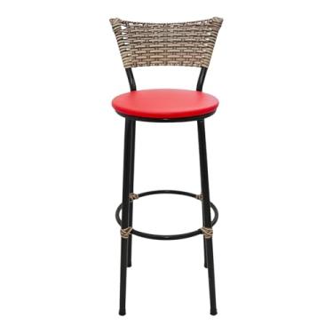 Imagem de Banqueta Alta Fixa Cozinha Americana Balcão Junco Cappuccino (VERMELHO)