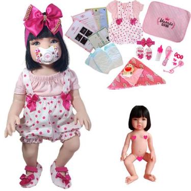 Imagem de Bebê Reborn Menina 100% Silicone Enxoval Completo + Bolsa Luxo + Manta