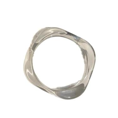 Imagem de Kicomvi Pulseira de resina acrílica colorida grossa vintage larga geométrica irregular pulseira de plástico com placa de acetato de tartaruga, elastic, Resina, Sem Pedra Preciosa