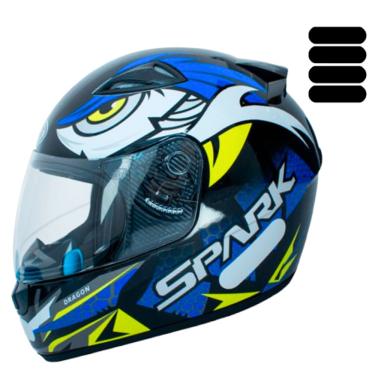 Imagem de Capacete Moto Masculino Ebf Spark Dragon Azul Mais Adesivo Preto