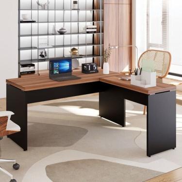 Imagem de Mesa para Escritório Diretor em L 150x160cm Espresso Móveis Marrom/Preto