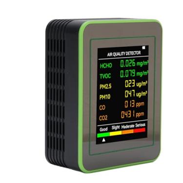 Imagem de Monitor de Qualidade do Ar Interno, CO2 TVOC HCHO PM2.5 PM10 METRO COM CABO USB, Testador de Qualidade do Aé (Abs)