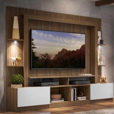Imagem de Estante TV 65" com Leds Berlim Multimóveis V3392, Madeirado/Branco