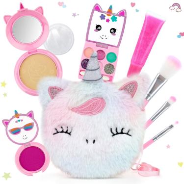 Imagem de Conjunto de maquiagem perryhome Cute Kids Unicorn com mini bolsa de moedas