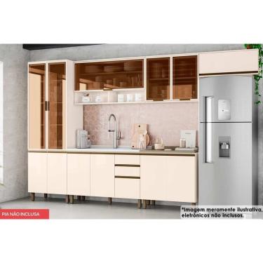 Imagem de Cozinha Modulada Henn Connect 7 Peças (3Aéreos + 2Balcões + 1Paneleiro + 1Complemento) C5P77 Off White-Henn