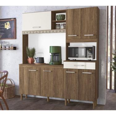 Imagem de Kit Cozinha 7 Portas Yara 160 Cm Évora Rust Off White Nicioli