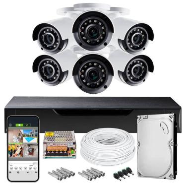 Imagem de Kit Cftv 08 Canais 06 Cameras 1080P 3.6Mm Hd500Gb