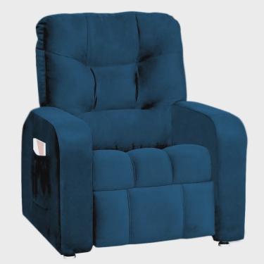 Imagem de Poltrona do Papai Azera Mx7 Reclinável Suede Azul Escuro - Leartam