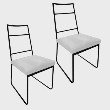 Imagem de Kit 02 Cadeiras Sala de Jantar Escritório Office Stark Industrial Ferro Preto Corino Branco - Ahz Móveis