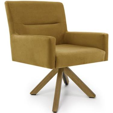 Imagem de Cadeira Para Sala Angel Giratória Giromad Veludo Mostarda - Nexta Casa