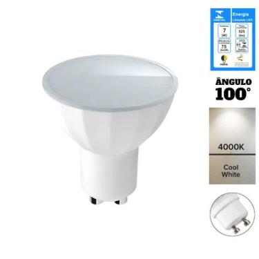 Imagem de Lâmpada LED 7W MR16 100º Facho de Luz GU10 4000K Branco Neutro Bivolt 