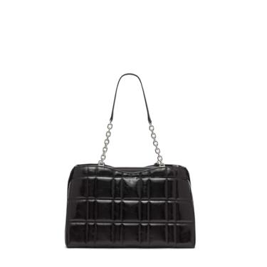 Imagem de Calvin Klein Bolsa feminina Nova – Compartimento triplo, couro vegano, 3 bolsos, Preto/prata, One Size