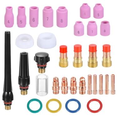Imagem de HARFINGTON Kit de tocha Tig de 81 peças para WP-17, WP-18, WP-26 com tocha de soldagem TIG, conector de suporte de eletrodo de tungstênio, bocal de cerâmica para equipamentos relacionados à soldagem