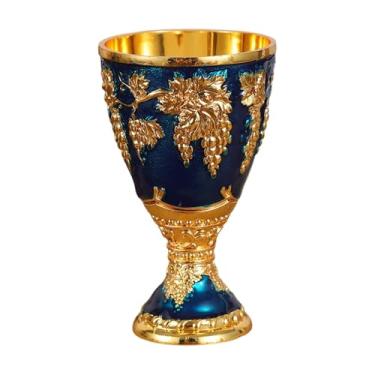 Imagem de DimyFew Vintage Medieval Goblet Goble VINTAGE Vintage Decoração de desktop Cerimonial Drinkware, Azul Dourado