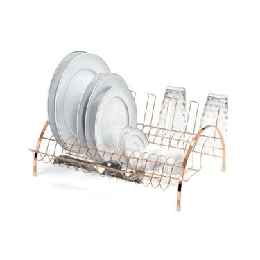 Imagem de Escorredor de Louça Rose Gold com Porta Talheres e Copos e Pratos Linha