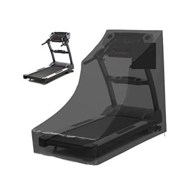 Imagem de QWORK Capa de esteira, à prova de poeira, impermeável, dobrável, capa dobrável de tecido Oxford, capa dobrável para proteção solar interna e externa, preta