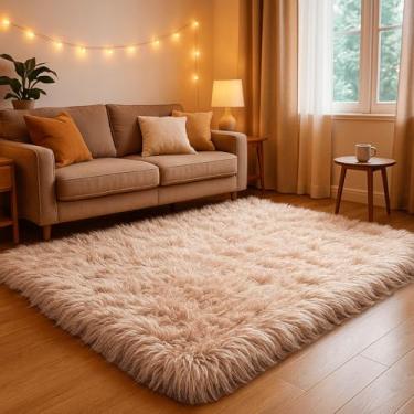 Imagem de Tapete 2,00 X 1,50 Peludo Felpudo Macio Para Quarto Sala(Bege liso)