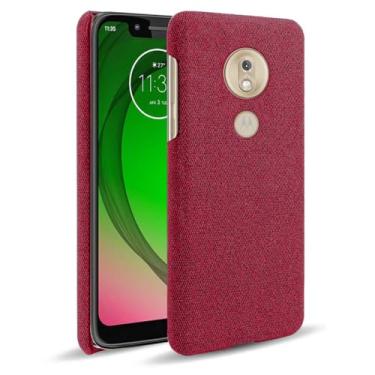 Imagem de Capa para MOTO G7 Play,Capa desenhada em lona,Case Protetora Ultrafina com Empunhadura Macia,Design em Tecido Antichoque e Antiarranhões-Red