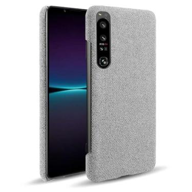 Imagem de Capa para Sony Xperia 1 IV,Capa desenhada em lona,Case Protetora Ultrafina com Empunhadura Macia,Design em Tecido Antichoque e Antiarranhões-Light gray