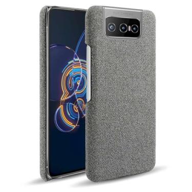 Imagem de Capa para ASUS Zenfone 8 Flip,Capa desenhada em lona,Case Protetora Ultrafina com Empunhadura Macia,Design em Tecido Antichoque e Antiarranhões-Gray