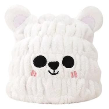 Imagem de LCBD Toalha de cabelo de microfibra para crianças, touca de cabelo seco sugando água, toalha de secagem de cabelo rápida para meninas e meninos, Urso de neve