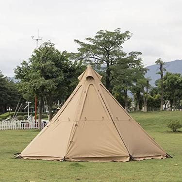 Imagem de Barraca de acampamento grande em pirâmide com furo de fogão com bolsa de transporte para 5 a 8 pessoas, família, acampamento, tendas quentes