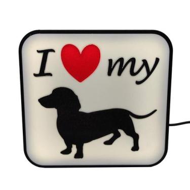 Imagem de Luminária Dachshund Pet Cachorro Led Abajur Mesa 3D Fonte - Pupa 3D