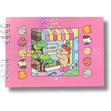 Imagem de Livro de Colorir Ursinhos, Capa Dura, A5, 50 Folhas 180g, Espiral com Folha de Acetato, Rosa