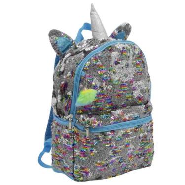 Imagem de Mochila de Costas Unicórnio Paetê Azul - Clio