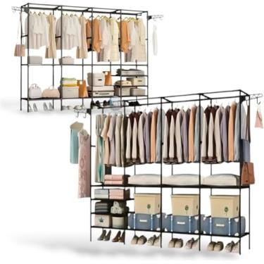 Imagem de Guarda-Roupa Tubular Arara Organizadora com 4 colunas Em Aço Closet Aberto Para Roupas Sapatos Na Cor preta