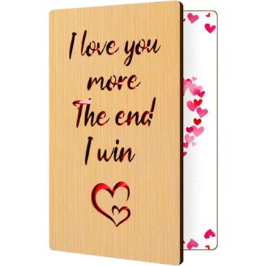 Imagem de Vovocas Cartão de Dia dos Namorados de madeira para ele, seu namorado, 5º cartão de aniversário de madeira presentes para marido, cartão de aniversário para esposa marido, I Love You More the End I