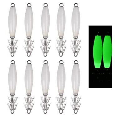 Imagem de Ganchos luminosos para pesca de lulas, 10 peças de ganchos de lula brilhantes de água salgada polvo choco isca de pesca isca de lula com caixa de equipamentos