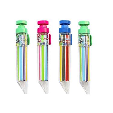 Imagem de gofidin 4 peças 8 em 1 giz de cera multicolorido, estilo empurrão, faça você mesmo, lápis de cor pastel substituível para crianças, ferramentas de pintura de grafite (aleatório)