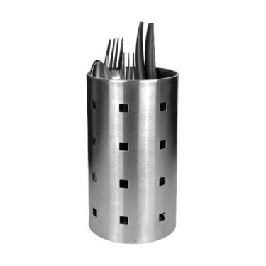 Imagem de Porta Talheres Inox Suporte Escorredor Redondo 17,5cm - Kehome, 6338