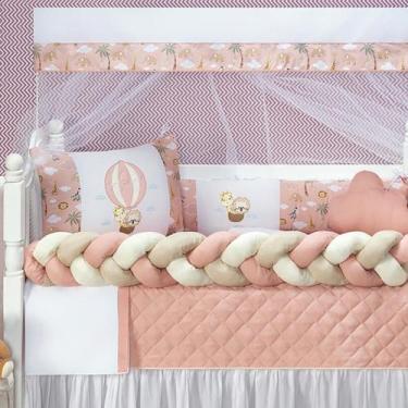 Imagem de Kit Berço Safari Menino 11 Peças Estampado de bichinhos + Naninha - JM