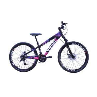 Imagem de Bicicleta Viking Aro 26 Aero Cambio Importado Preto Rosa