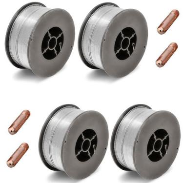 Imagem de Kit - 4 Arame Solda Mig S/Gás 0,8mm 1kg + 4 Bicos De Contato 0,8mm 15a