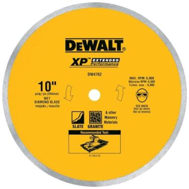 Imagem de DEWALT Lâmina de diamante para porcelana ou azulejo, corte molhado, aro contínuo, mandril de 5/8 polegadas, 25 cm (DW4762)