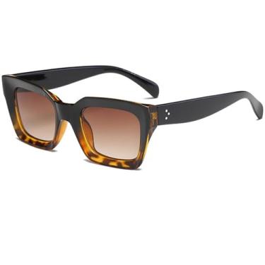 Imagem de VFDHN Óculos de sol feminino de acetato, armação masculina, proteção UV400 (lente marrom)