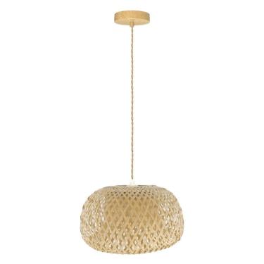 Imagem de Luminária Pendente Rustico Fibra De Bambu Natural Bivolt E27