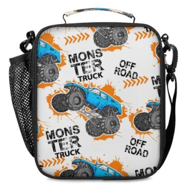 Imagem de Lancheira para meninos e meninas – Lancheira térmica reutilizável para crianças – refrigerador de grande capacidade, lancheira térmica de volta às aulas, caminhão branco Monster Car