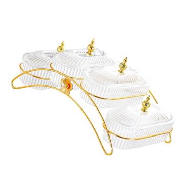 Imagem de IEUDNS Prato de salada de frutas secas, pratos para lanche com tampa, fruteira, recipiente para servir, bandeja para servir, prato de nozes para lanches, Claro