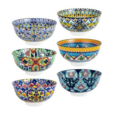 Imagem de HENXFEN LEAD Tigelas Pequenas De Sobremesa, Cerâmica Estilo Boho 280 G Para Sorvete, Lanches, Acompanhamentos, Condimentos, Próprias Micro-Ondas E Lava-Louças, Conjunto Com 6