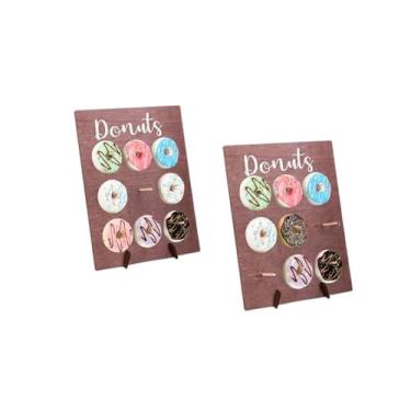 Imagem de DODXIAOBEUL Suporte De Parede Madeira Para Donuts, 2 Peças, Reutilizável, Rústico, Festa Casamento, Aniversário, Família, Decoração Mesa (Curry E Branco)
