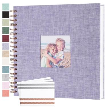 Imagem de Bonyomor Álbum De Fotos Scrapbook 10X10" Com 40 Páginas, Capa Dura, Papel Kraft, Linho, Memórias, Faça Você Mesmo, Álbuns Para Casamento, Bebê, Namorado, Viagem, Aniversário, Família, Roxo