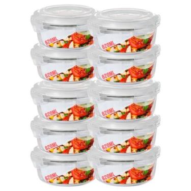 Imagem de Kit 10 Potes 620ml de Vidro Marmita Tampa Hermetico Não Vaza - QUALITY