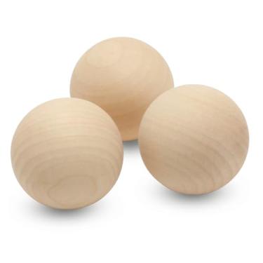 Imagem de Woodpeckers Bolas De Madeira Redondas 3-1/2" Para Artesanato Saco Com 3 Esferas Bétula Lisas E Inacabadas Por