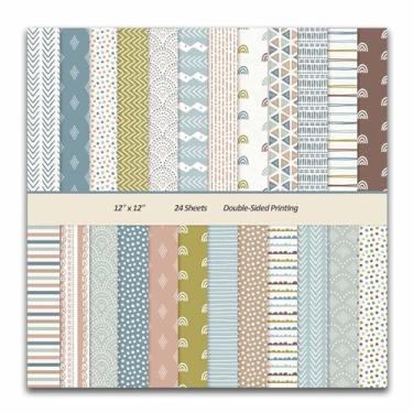 Imagem de MIATTCLD Blocos De Papel Para Scrapbook 12X12 Decorativo Artesanato, 24 Folhas, Cartolina Vintage Frente E Verso, Pacote Com Padrão Colorido