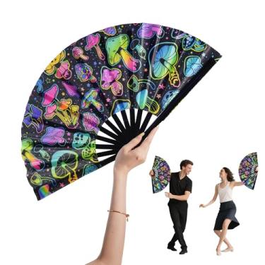 Imagem de NYEONHRT Ventilador de mão dobrável grande de 33 cm para dança de linha, 2025 novas botas de ventilador de rave com glitter no chão, leque de mão para roupas de rave, clube, festa, festivais de música