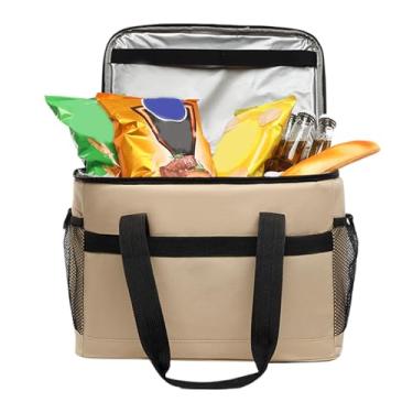 Imagem de Bolsa térmica portátil | Sacos de supermercado à prova de vazamento – Armazenamento de alimentos de grande capacidade, recipiente leve à prova d'água para churrasco, acampamento, praia, pesca